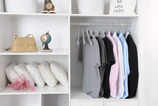 Quality Semi Curved Grey Wooden Suit Hangers, 80-Pack Smooth Finish Solid Wood Coat Hanger with Swivel Hook, Jacket, Pant, Dress Clothes Hangers Gray, 80