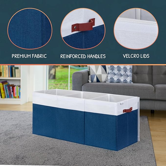 Extra Large Toy Storage Organizer with Lid - Sturdy, Collapsible Toy Chest Storage Box Design - Toys Bin with Dividers for Kids, Nursery, Bedroom, Playroom 37"x16"x14"