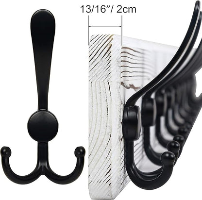SKOLOO Rustic Wall Mounted Coat Rack: Pine Real Wood Plank Wall Coat Rack with 5 Triple Hooks, Farmhouse Coat Hanger Wall Mount for Hanging Backpack Jacket Coat Hat,Pack of 2