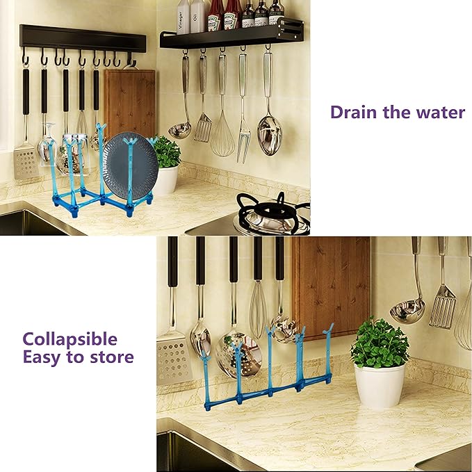Alovexiong Retractable Cup Drying Rack Drinking Glass Holder Bottle Drying Holder Sports Bottle Drainer Stand Plastic Bag Dryer and Mug Tree Cup Stand Tray Holder for Kitchen,Office (Random Color)