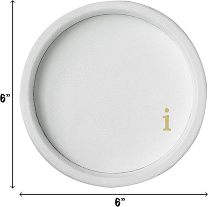 COLLECTIVE HOME - Velvet Jewelry Tray, 6" Monogrammed Jewelry Dish, Smooth Velour Display Dish for Rings, Earrings, Necklaces, Makeup, Personalized Gifts for Women (White-i)