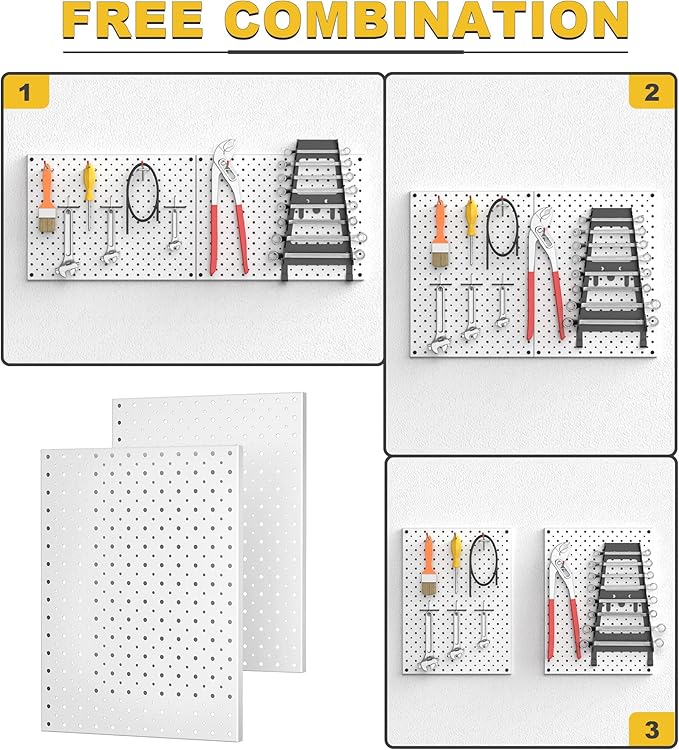 Ultrawall Metal Pegboard Panels, Pegboard Wall Organizer, Peg Boards for Wall, Garage Tool Storage Organization, 12"X16", 2pcs, Gray