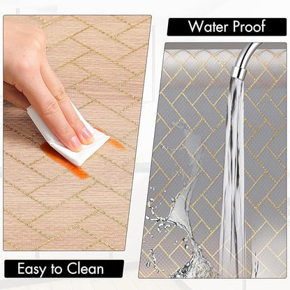Cooyes Shelf Liner for Kitchen Cabinets – Non-Adhesive Waterproof Drawer Liner – Durable EVA Material Easy-to-Cut Shelf Paper for Refrigerator, Cupboard, Dresser with Modern Pattern