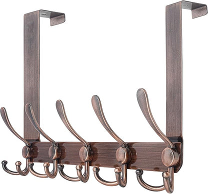 WEBI Over The Door Hooks for Hanging,Door Hanger,Over The Door Towel Rack,Long Door Coat Hanger,Door Coat Rack for Clothes,Towels,Back of Bathroom,Antique Copper