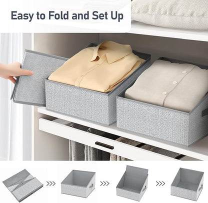 DIMJ Trapezoid Storage Bins, Closet Storage Bins with Handle, Foldable Closet Organizers and Storage Baskets for Toys, Books, Clothes, 8 Packs