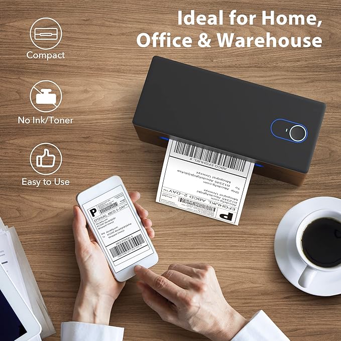 Nelko Bluetooth Thermal Shipping Label Printer, Wireless 4x6 Shipping Label Printer for Small Business, Support Android, iPhone and Windows, Widely Used for Amazon, Ebay, Shopify, Etsy, USPS