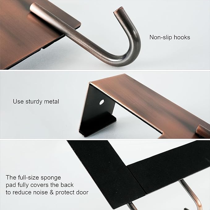 WEBI Over The Door Hooks for Hanging,Door Hanger:Over The Door Towel Rack,Over The Door Coat Rack Door Coat Hanger,6 Hooks for Hanging Clothes,Towels,Hats,Back of Bathroom,Antique Copper