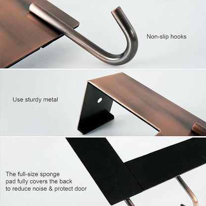 WEBI Over The Door Hooks for Hanging,Door Hanger:Over The Door Towel Rack,Over The Door Coat Rack Door Coat Hanger,6 Hooks for Hanging Clothes,Towels,Hats,Back of Bathroom,Antique Copper