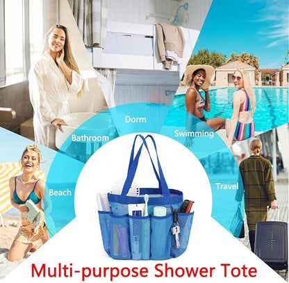 Fammart Mesh Shower Caddy Portable for College Dorm Room Essentials, 8-Pocket Large Shower Basket Tote Bag with 2 Handles for Toiletry, Bathroom, Beach, Camp, Gym