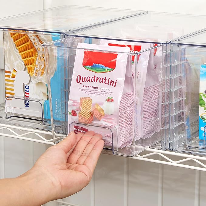 Vtopmart 2Pack Large Stackable Kitchen Pantry Storage Drawers, Clear Organizer Bins with Handles, Acrylic Drawer Organizers for Kitchen Pantry, Bathroom Undersink, Cabinet Organization and Storage