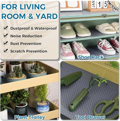 Hersvin Shelf Liners 16 in x 20 ft EVA Drawer Mats, Non-Adhesive Cupboard Pad, Kitchen Cabinet Lining Fridge Cushion (Gray Crossed Stripe, 40.7x610cm)