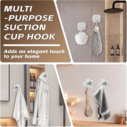 Supopular Suction Cup Hooks for Shower Heavy Duty No-Drill– Reusable Multi-Purpose Hooks Adheres to Glass, Mirrors, Tiles & Smooth Surfaces for Towels, Robes, Loofah& Body Sponge (2, Chrome Polished)