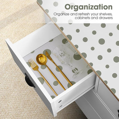 Beautysaid Shelf and Drawer Liner for Kitchen Cabinet, Non Adhesive Non Slip Shelf Paper Waterproof Washable Thickened for Dresser Pantry Shelve Bathroom Protector Liner(Polka Dot,18 in x 10 FT)