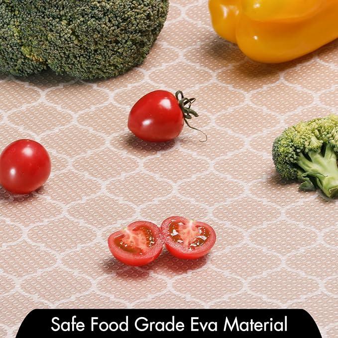 Cooyes Shelf Liner for Kitchen Cabinets – Non-Adhesive Waterproof Drawer Liner – Durable EVA Material Easy-to-Cut Shelf Paper for Refrigerator, Cupboard, Dresser with Modern Pattern