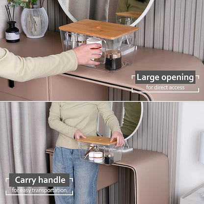 2 Pack Trash Bag Holder,Stackable Trash Bags Dispenser with Bamboo Lid,Extra Large Garbage Bag Holder for Kitchen, Laundry Room,Under Kitchen Sink Organizer