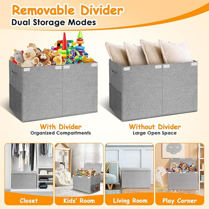 Large Toy Box Chest with Lid, Kids Toy Storage Organizer for Boys Girls, Big Toy Bin Basket Extra Large Toy Storage Box for Living Room Playroom Nursery 25"x13"x16"