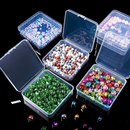 Jetec 6 Pieces Mini Plastic Clear Beads Storage Containers Box for Collecting Small Items, Beads, Jewelry, Business Cards, Game Pieces, Crafts (3.7 x 3.7 x 1.2 Inch)