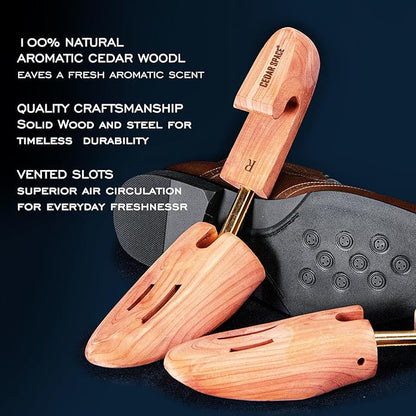 Cedar Space Wooden Shoe Stretcher Tree, 6.5-14 Sizes Cedar Wood Shoe Trees,2/4PC Shoe Stretcher for Men, Sneakers,Boots