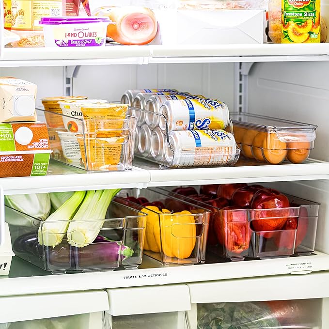 Sorbus Fridge Bins and Freezer Bins Refrigerator Organizer Stackable Food Storage Containers BPA-Free Drawer Organizers for Refrigerator Freezer and Pantry