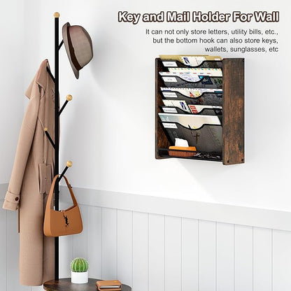 Wall File Organizer,6 Tier Mesh Mail Organizer Wall Mounted,Hanging File Holder,Magazine Rack for Documents,Magazine,Literature,File,Mails,Envelopes