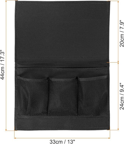 PATIKIL Bedside Caddy, Bed Caddy Bedside Organizer Bed Hanging Caddy 4 Pockets Bed Pockets Bedside Storage Hanging Storage Bag for Remote Control Bedroom Phones Glasses, Black