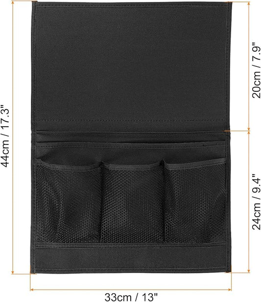 PATIKIL Bedside Caddy, Bed Caddy Bedside Organizer Bed Hanging Caddy 4 Pockets Bed Pockets Bedside Storage Hanging Storage Bag for Remote Control Bedroom Phones Glasses, Black