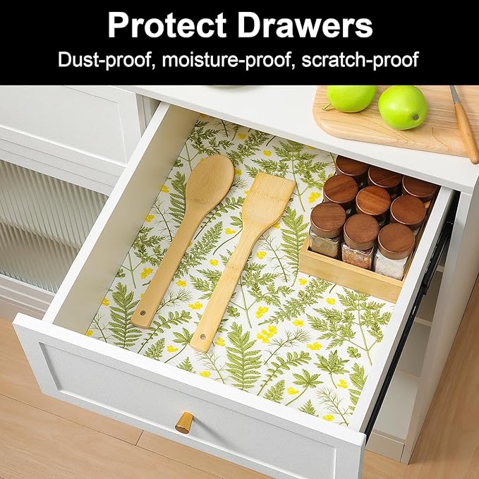 Cooyes Drawer Liner Shelf Liners for Kitchen Cabinets Refrigerator Liners Waterproof Kitchen Cupboard Liner Drawer Mats EVA Material Non Adhesive Fridge Liner for Shelves（17.5" W x 78.7" L）