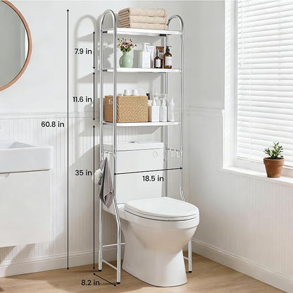 NEMOSUPERY Over The Toilet Storage Cabinet,Stainless Steel Bathroom Shelf,Over Toilet Bathroom Organizer,3-Tier Metal Bathroom Shelves