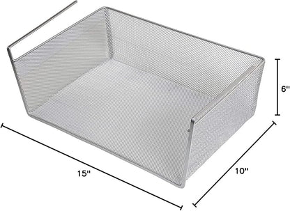 YBM Home Under Shelf Basket (12-Pack) Mesh Stainless Steel Storage Under Cabinet Hanging Basket Rack Maximize Space in Cabinets, Pantry Room, Bathroom, Laundry Room, and More, 1131