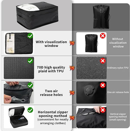ONTYZZ Vacuum Compression Bag 20 inch Space Saver Bags Travel Case with IP67 Waterproof Zipper for Business Trip, One Bag Black