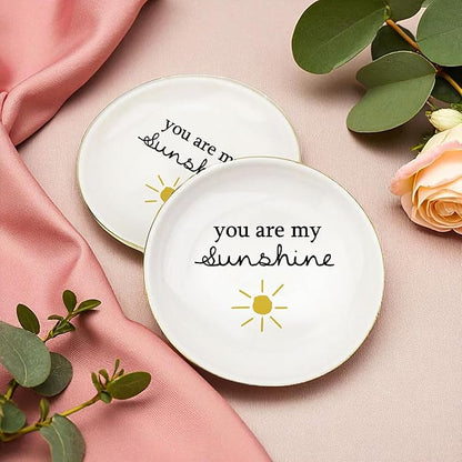 Gift For Mom Grandma Sister Daughter Women Girl, Ceramic Ring Dish, Jewelry Dish, Jewelry Holder, Trinket Tray, Birthday Gift, Mother Present, Wedding Gift, Mother And Daughter, You Are My Sunshine