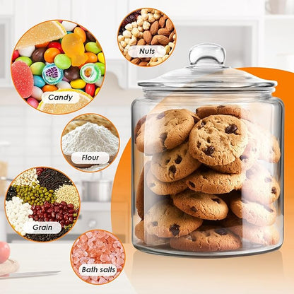 Masthome Large Glass Jar,1 Gallon Glass Jar with Lid, Airtight,Dishwasher Safe,Wide Mouth Storage Canister for Pasta,Flour,Nuts,Cookies,& More-Send 15 Food Storage Bags