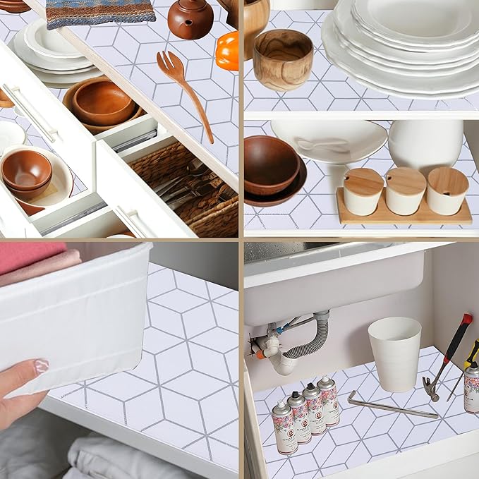 Shelf Liner for Kitchen Cabinets Non Adhesive15 Inch Wide X 20 Ft Cabinet Drawer Liners for Shelves Non Slip Waterproof Strong Grip Mat for Closet Bathroom Pantry Cupboard Refrigerator
