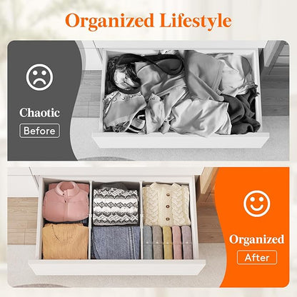 Lifewit 8" High 4 Pack Deep Drawer Dividers, 13.8-22.5" Adjustable Dresser Drawer Divider, White Drawer Organizer for Clothes, Tall Drawers Separators for Dresser, Kitchen, Bedroom, Cabinet, Office