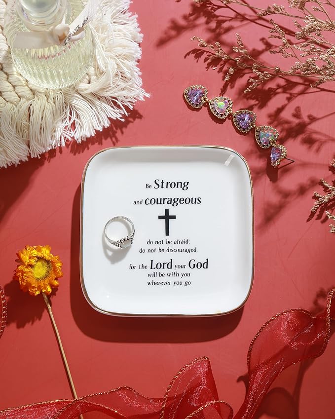 PUDDING CABIN Christian Gifts for Women Friends Faith Ring Dish, Religious Spiritual Gifts for Women Daughter Adult Sister Teen Girls Coworkers