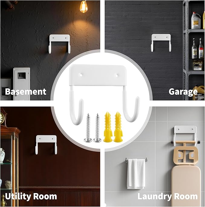 Ironing Board Holder, Sturdy and Space-Saving Ironing Board Hanger Wall Mount Suit for Most Iron Board and Step Ladder in Laundry Room, Garage and Storage Room