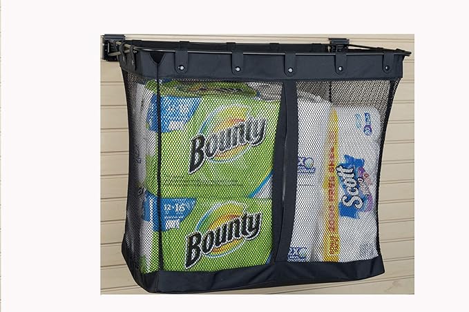 HandiWall Large Mesh Basket for Ball and Sports Storage on Garage Slatwall Panels