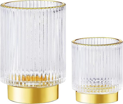 LEICURACE Makeup Brush Holder Organizer,Toothbrush Holders,Desk Pen Pencil Holder,Multifunctional Vintage Glass Brush Cup（S+L/White/A3-4-US）