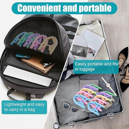 10 Pcs Travel Hangers,Portable Folding Clothes Hangers,Non-Slip Folding Hanger,Foldable Hanger Lightweight Travel Accessories,Foldable Clothes Drying Rack for Traveling Camping(5 Colors)