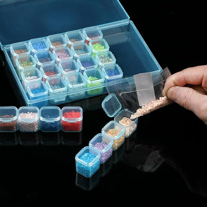 Mr. Pen- Bead Storage Containers, 28 Grids, 2 Pack, Transparent Blue Small Bead Organizer Box