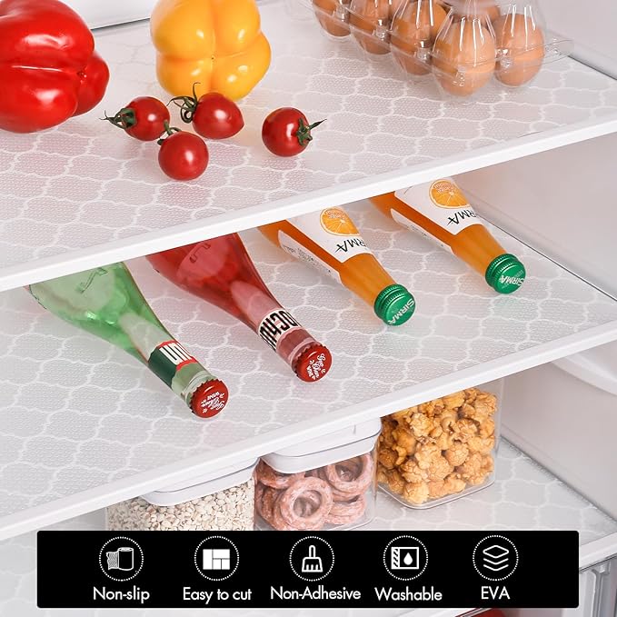 Cooyes Shelf Liner for Kitchen Cabinets – Non-Adhesive Waterproof EVA Liner for Drawers and Cabinets – Durable, Easy-to-Cut Shelf Paper with Modern Pattern