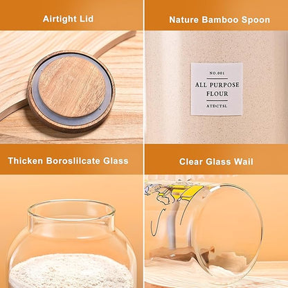 2 PCS Large Glass Jar With Lid Glass Food Storage Jars with Airtight Lid for Flour,Sugar,Coffee,Rice, Nutsand More(1 gallon/4000 ml)