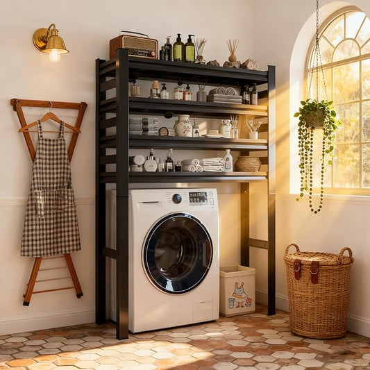 Over Washer and Dryer Shelves,5 Tiers Adjustable Height Laundry Room Storage and Organizer Standing Shelf,Washing Machine Rack for Organization and Storage, 71.2''H*35.4''W*15.7''D