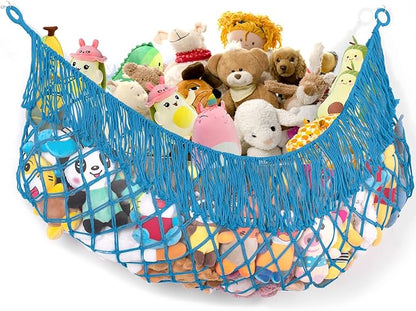Stuffed Animal Hammock - Extra Large 63'' Long, Stuffed Animal Storage, stuffed animal Holder net, Hammock Large, Storage Hanging Organizer - Peacock blue