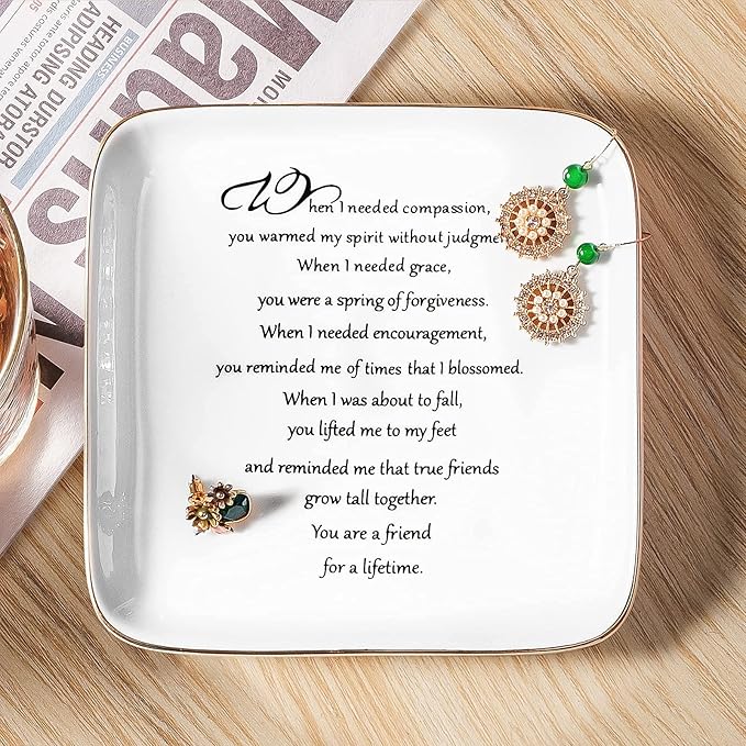 PUDDING CABIN Friend Gifts for Women You are a Friend for a Life Time Friendship Birthday Gifts for Friends Female, BFF Gift for Her, Personalized Ring Dish