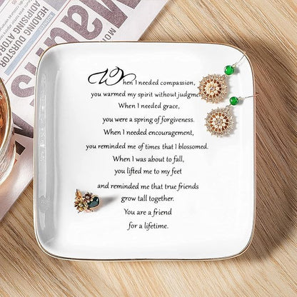 PUDDING CABIN Friend Gifts for Women You are a Friend for a Life Time Friendship Birthday Gifts for Friends Female, BFF Gift for Her, Personalized Ring Dish