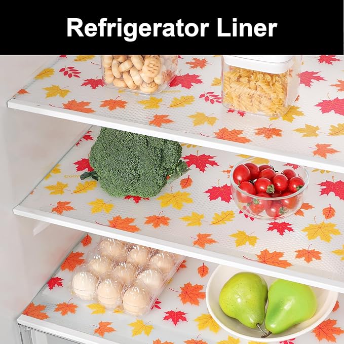 Cooyes Shelf Paper for Kitchen Cabinets Non Adhesive, Waterproof & Oil-Proof Kitchen Drawer Liner for Refrigerator Drawer Fridge Cupboard, (17.7 Inch W x 78 Inch L, Pumpkin Orange)