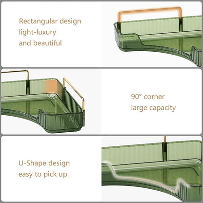 Weidace Corner Bathroom Counter Organizer Bathroom Countertop Shelf Makeup Organizer for Vanity Perfume Tray for Corner Storage (3 Tiers, Green)