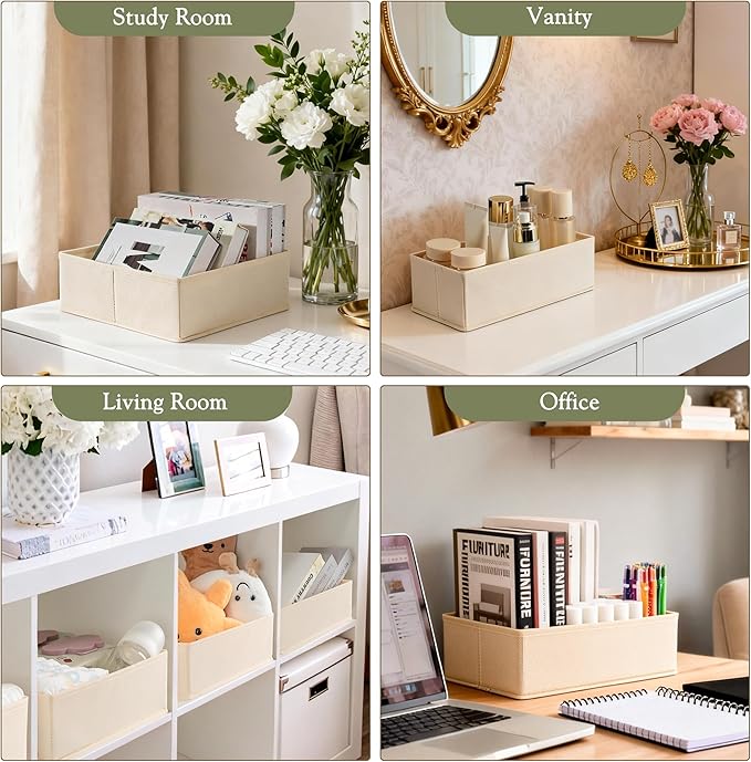 Criusia Drawer Organizers 18-Piece Set, Dresser Organizer for Baby Clothes, Foldable Closet Storage & Drawer Dividers for Underwear, Socks, Nursery (Beige)