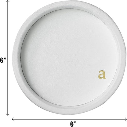 COLLECTIVE HOME - Velvet Jewelry Tray, 6" Monogrammed Jewelry Dish, Smooth Velour Display Dish for Rings, Earrings, Necklaces, Makeup, Personalized Gifts for Women (White-a)
